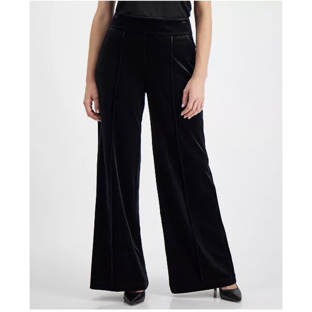NEW I.N.C. International Concepts Velvet High-Rise Wide-Leg Pants Large Elegant